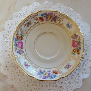 Vintage Cottagecore Floral Tea Party Saucer from Tirschenreuth, Bavaria, Germany